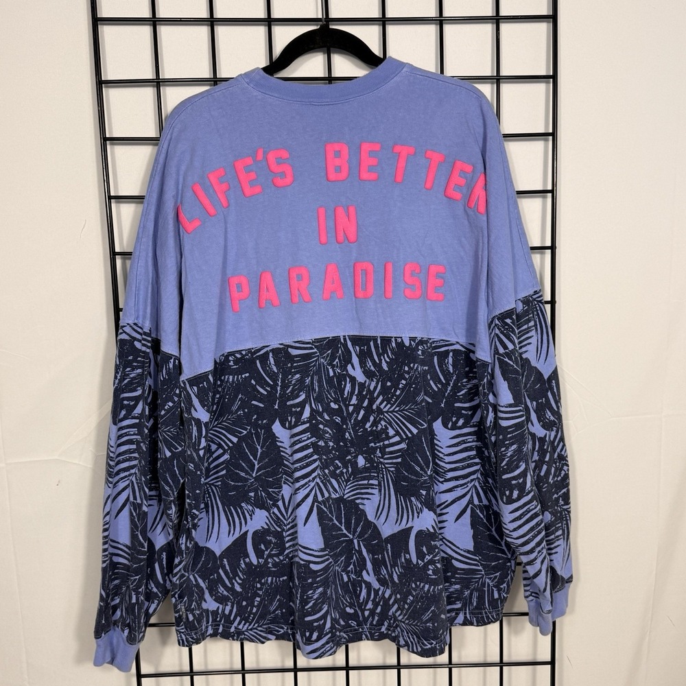 SPIRIT Jersey Rain Forest Cafe Womens XL Blue Black Life's Better In Paradise